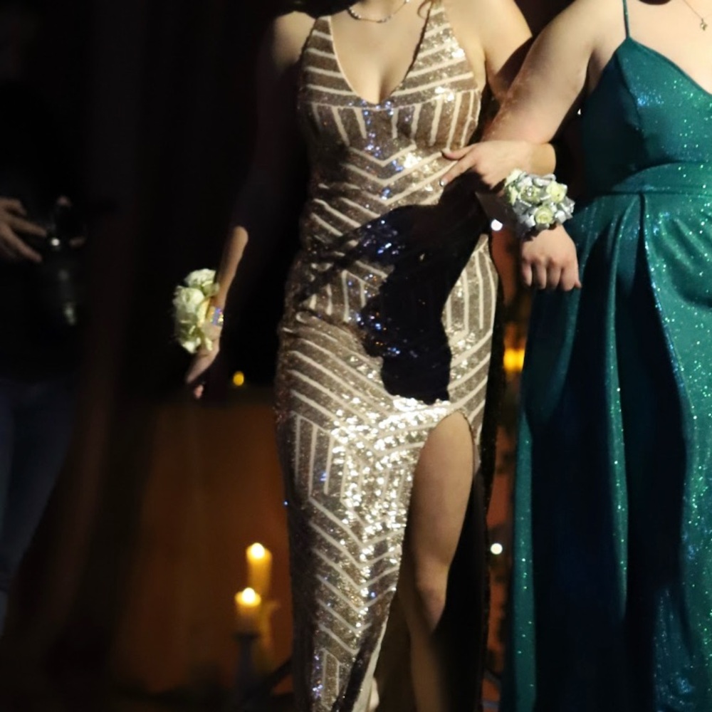 Gold Sequin Prom Dress